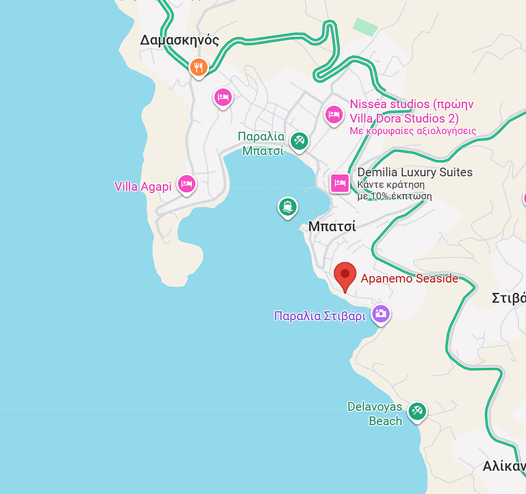 Χάρτης — Apanemo Seaside, Μπατσί Άνδρος